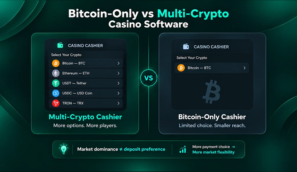Software de cassino exclusivo para Bitcoin versus software de cassino multicriptomoedas