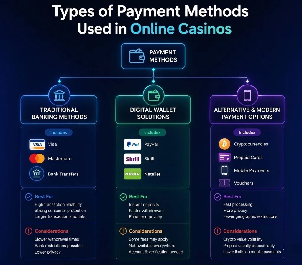 Payment Methods Used in Online Casinos Payment Methods Used in Online Casinos