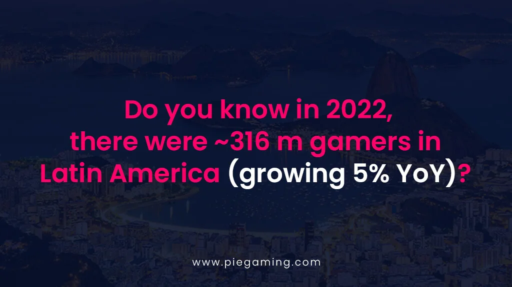 Do you know in 2022, there were ~316 m gamers in Latin America (growing 5% YoY) Do you know in 2022, there were ~316 m gamers in Latin America (growing 5% YoY)
