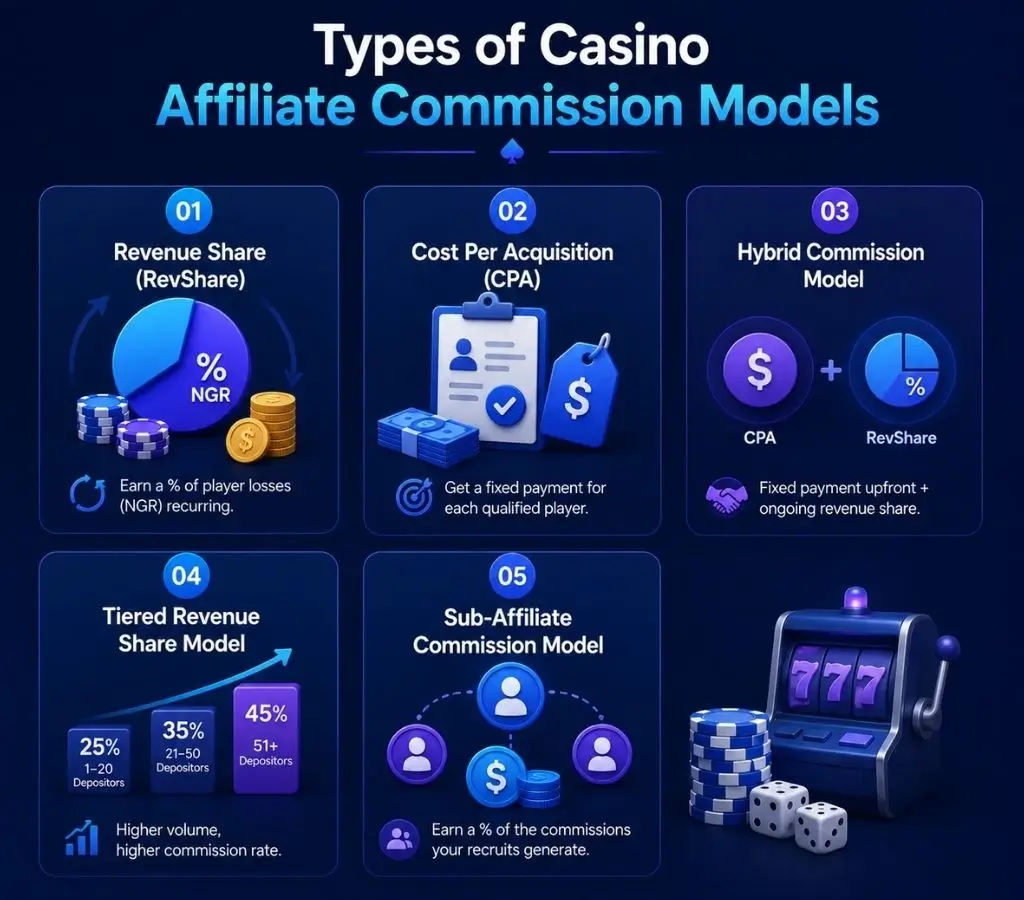 Types of Casino Affiliate Commission Model Types of Casino Affiliate Commission Model